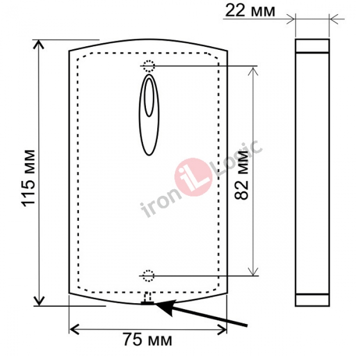 Čtečka MATRIX-lll-E+DARG-GREY Wiegand 26, 1-wire(TM) povrchová tmavá šedá 125 kHz EM MARINE RFID IRON LOGIC