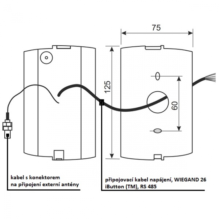 Čtečka MATRIX lV-RF Wiegand 26, 1-WIRE (TM) RS 485 povrchová UHF 433,92 MHz IRON LOGIC