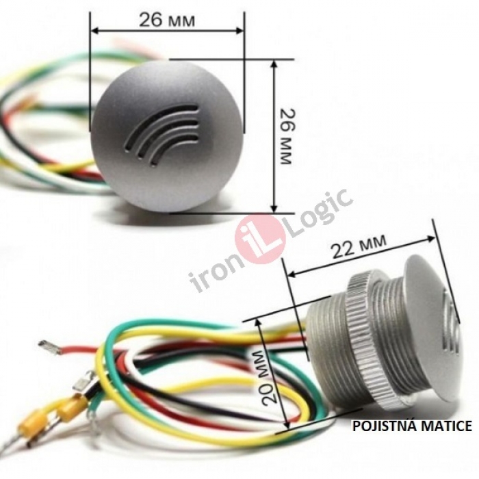 Čtečka CP-Z 2MF-S Wiegand-26, 34, 1-wire(TM), zapuštěná, chráněný režim RFID, kontrola vstupu IRON LOGIC