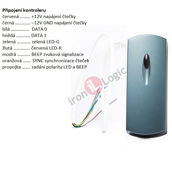 Čtečka MATRIX lll MF-1-S Wiegand 26, 34, 42, 50, 1-wire(TM) povrchová tmavá šedá, chráněný režim RFID, kontrola vstupu IRON LOGIC
