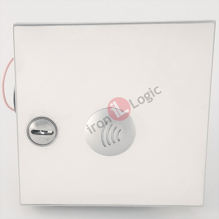 Čtečka KARAT nerez Wiegand 26 1-wire(TM) zapuštěná chráněná 13,56 MHz MIFARE RFID kontrola vstupu  IRON LOGIC-TESLA zámek